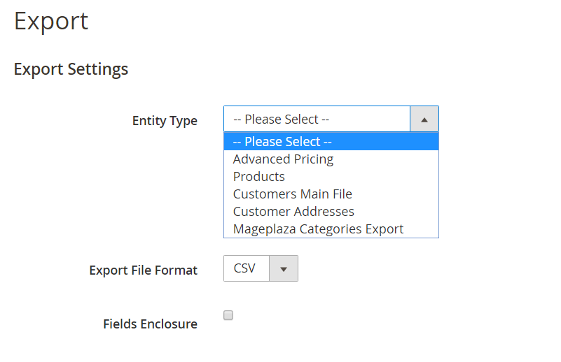 Prepare to export product data